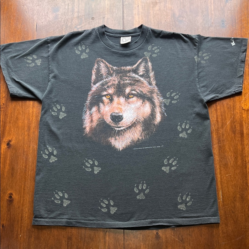 Vintage 1994 Black Wolf Tee Size XL